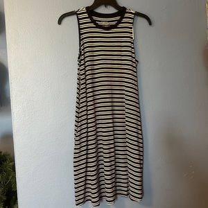 Time & Tru Round Neck Light Blue Striped Tank Sleeveless Dress w/pockets